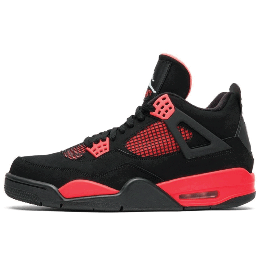 This is the left side shoe of Air Jordan 4 Retro Red Thunder